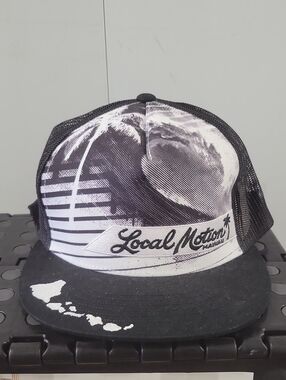 Local Motion Black Mesh Trucker Hat with White Embroidered Logo